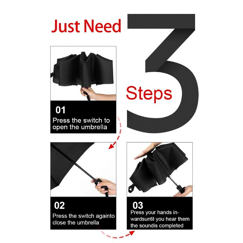 1Pcs Windproof Rain Fully Automatic Compact 3 Folding Umbrella Car Accessories For Skoda Octavia MK2 MK3 2 3 A7 Fabia Karoq Kodiaq Superb Rapid Kamiq