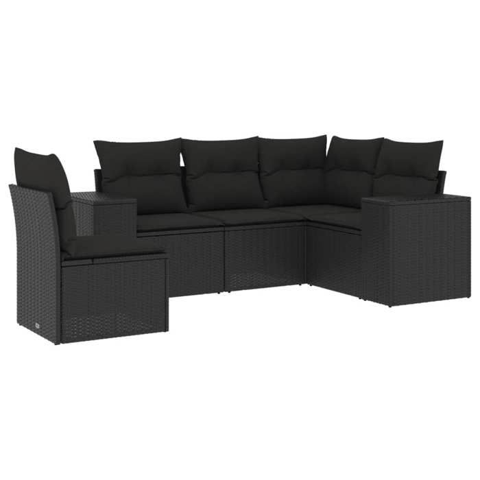 VidaXL Garden Lounge Set with Cushions 5 Pcs, Patio Sofas, Patio Furniture Set, Outdoor Furniture, Black 3222564