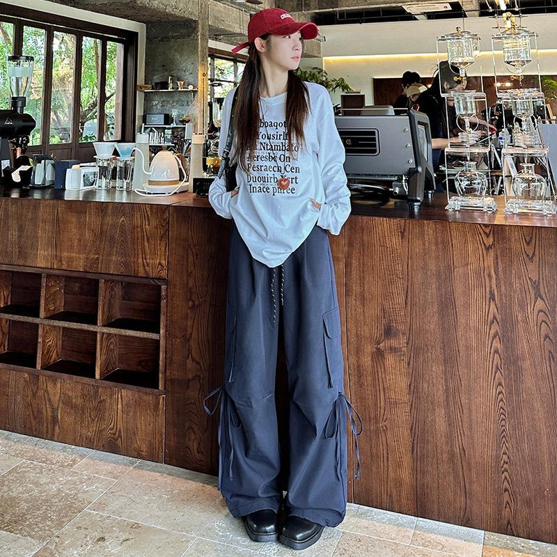 Gram Windproof Overalls Women's Autumn and Winter Casual High Waist Loose Wide Leg Straight Trousers Paratrooper Mountaineering Trousers