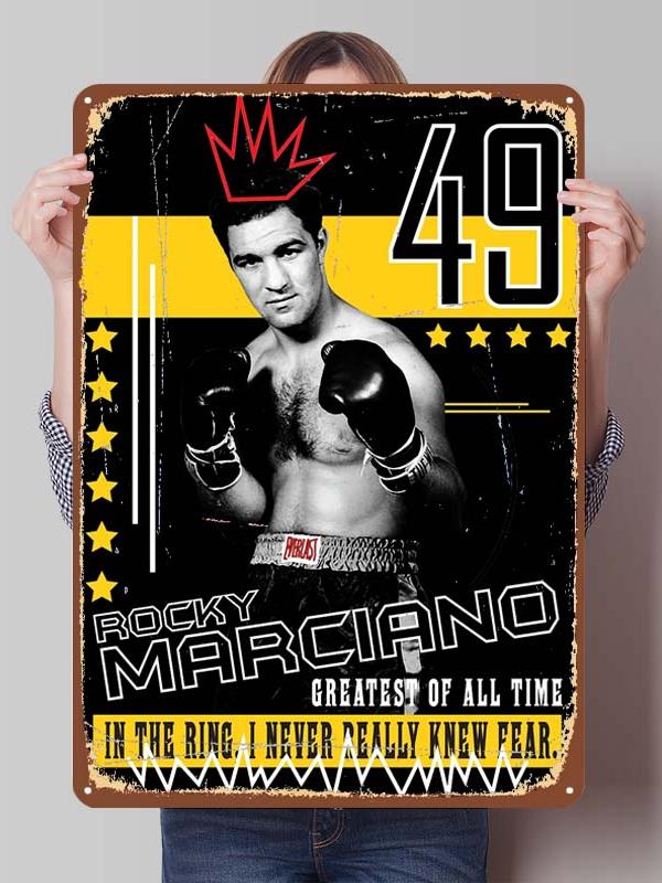 Rocky Marciano Bokser Metalowe Plakaty Vintage Dekoracja Wnętrz Niestandardowe Bokserskie Metalowe Tabliczki Cyny do Dekoracji Ściennej Retro Dekor