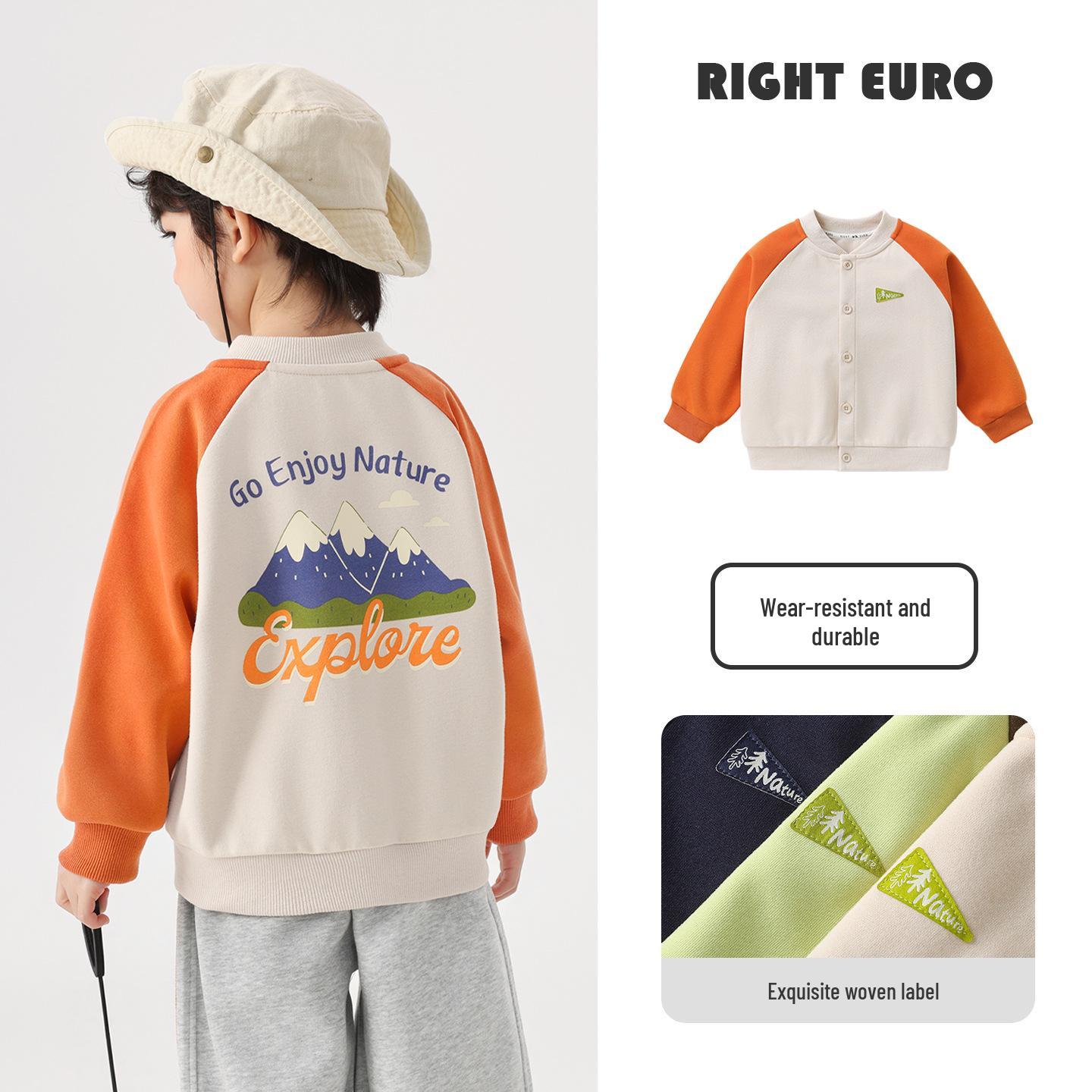 Kids Mountain Style Knit Baseball Jacket for Spring and Autumn U17129 120 cm