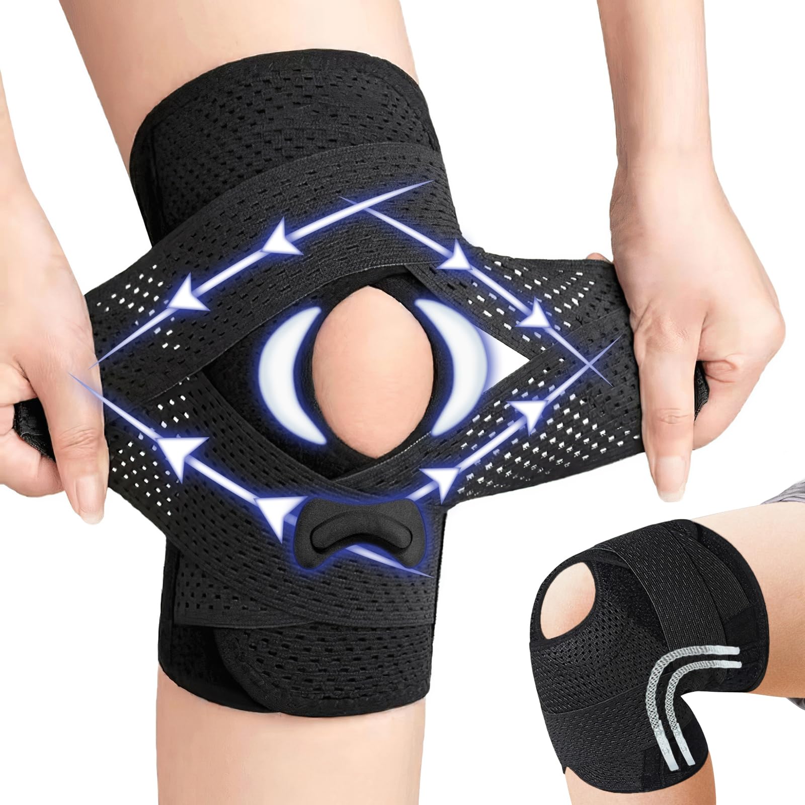 

avasee Knee Support by Judo Therapists Features a Double Fixation Knee Pain Meniscus Support with Reduces Stress on the Easy to Put on and Take Knee чёрный