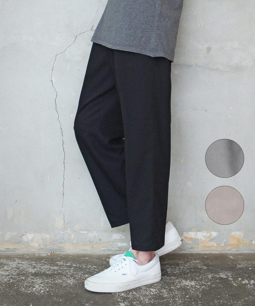 HALBKREIS LAYOUT Elastic Waist Wide Slacks P 035_Bk