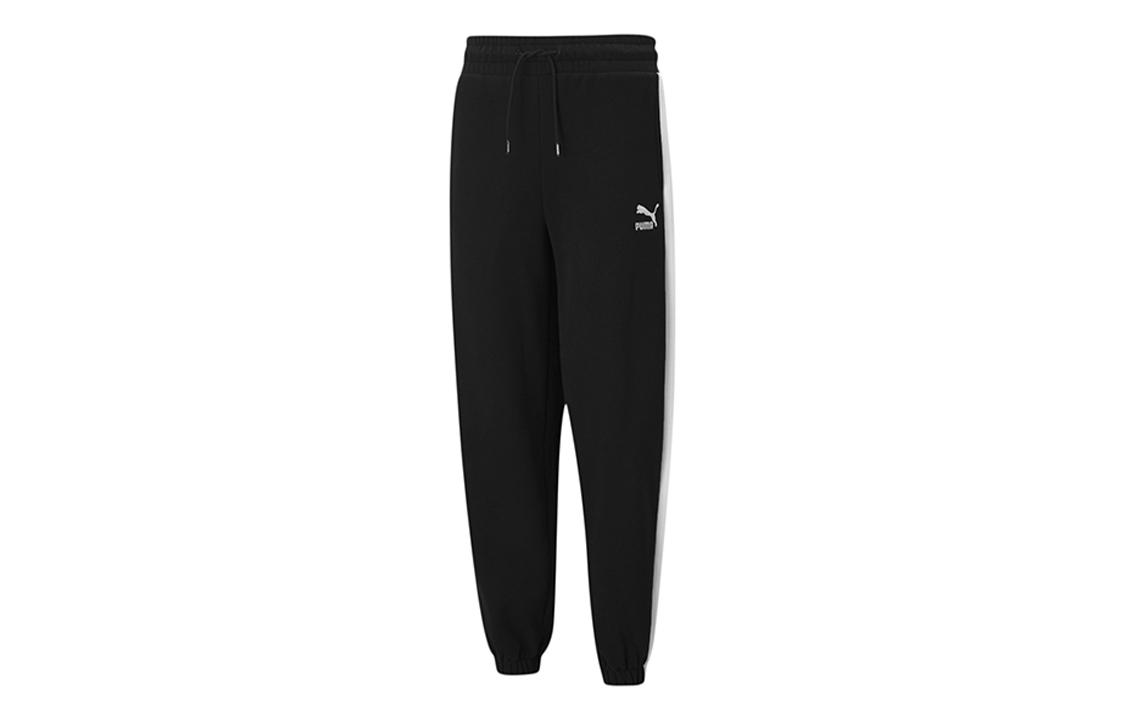 PUMA CLASSICS Knitted Sweatpants Women s Black Thickened Cuffed Pants 530282-01 XL
