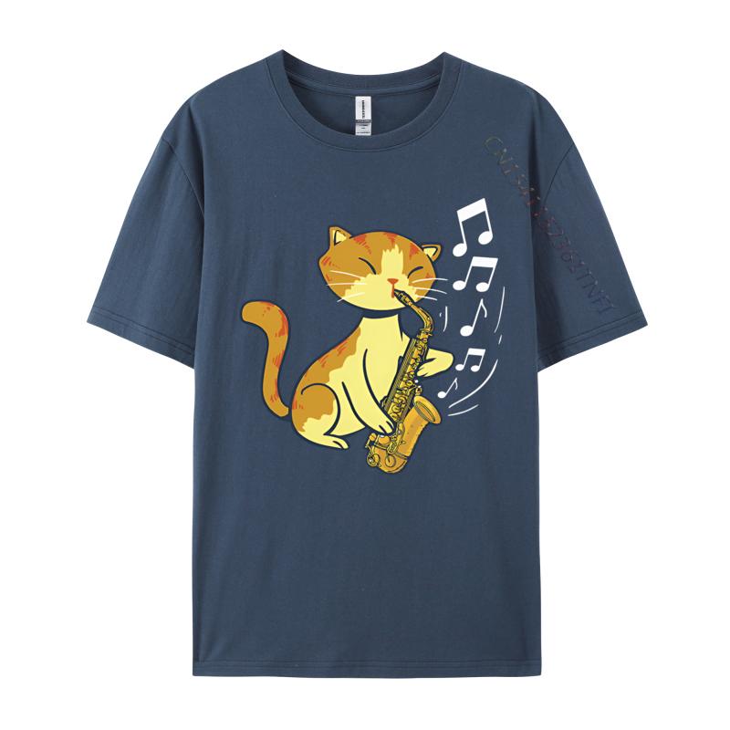 A Cute Cat Playing The Saxophone Tshirts Musicians Tshirts Perfect Saxphone Apparel For Men Grey Shirt Graphic Tee