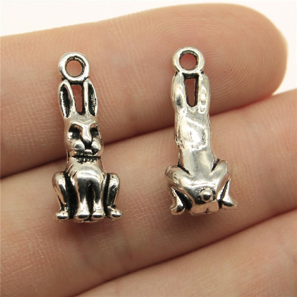 10pcs Clock Rabbit Charms For Jewelry Making Antique Bronze Silver Color Pendants Making DIY Handmade Tibetan Fit Jewelry