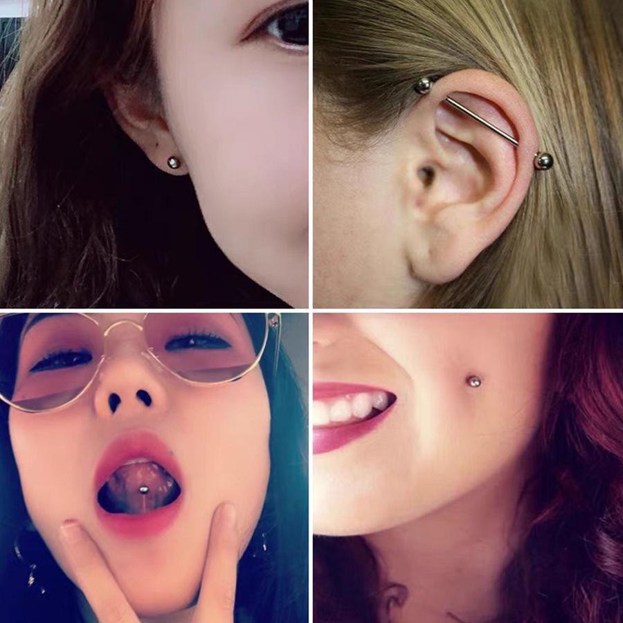 Aço Inoxidável 316L Rosca Interna Barra Reta Joia de Piercing para Orelha, Ponte, Língua e Cartilagem (1.2/1.6mm Espesso)