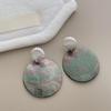Silver Plated Shell Stud with Abalone Shell Drop Earrings Round Mother of Pearl Dangle Earrings Ocean Beach Jewelry for Women
