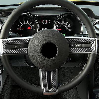 3 Stück/Set Schwarze Kohlefaser Auto Innenraum Lenkradabdeckung Zierrahmen Passend für Ford Mustang 2009 2008 2007 2006 2005