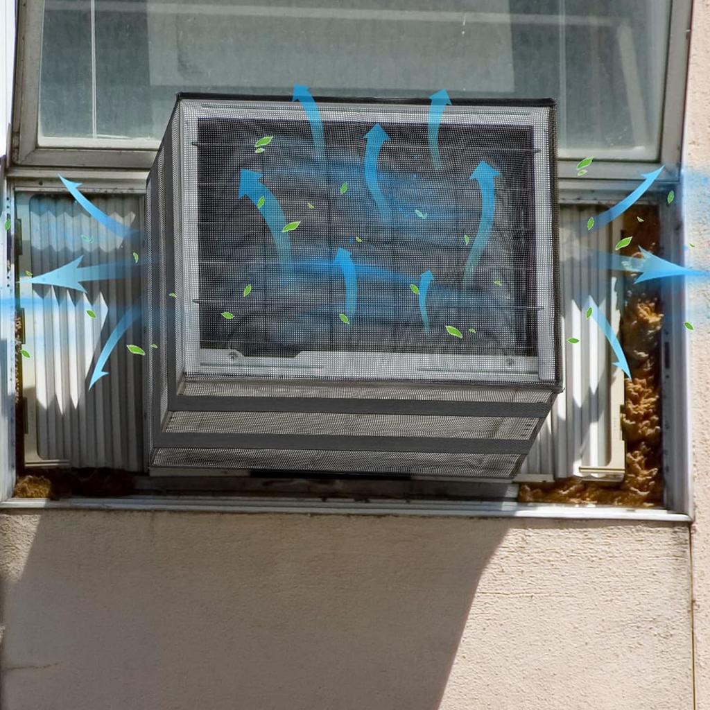 Weatherproof Ventilated Outdoor Air-Conditioning Cover With Adjustable Fasteners Aircon Protector Polyester Defender