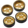 110 Racing RC Car Wheel Plastic Wheel Hub with Grooved Rubber RC Car Spare AccessoryGold