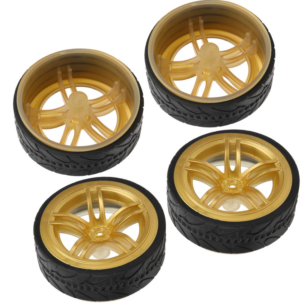 110 Racing RC Car Wheel Plastic Wheel Hub with Grooved Rubber RC Car Spare AccessoryGold
