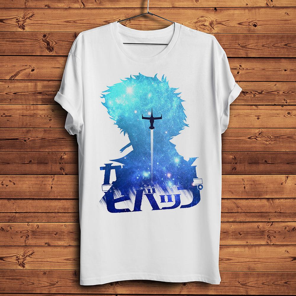 Bounty Hunter Cowboy Space Bebop Spike Spiegel Funny Anime T-Shirt Men White Short Casual Funny T Shirt Unisex Streetwear