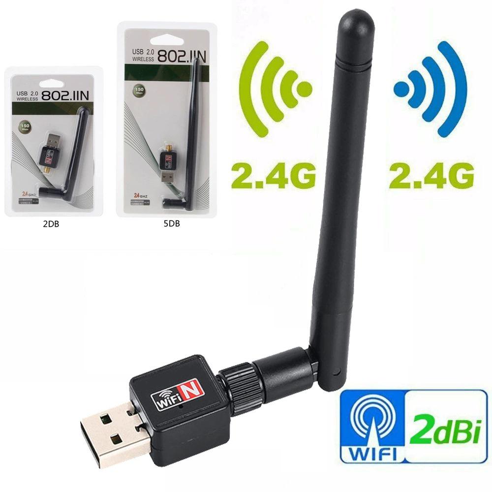 

Mini USB WiFi Adapter 2.0 with 2dBi Antenna, 300m Range 2dB Short Antenna - RTL8188 Chip