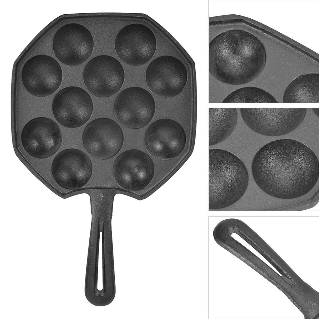 12 Hole Egg Puff Pan Non Stick Cast Iron Frying Pan Meat Ball Pancake Pan for Household Kitchen