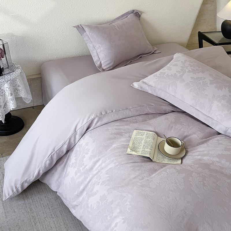 2026 All-Cotton Thick Knit Jacquard 4-Piece Bedding Set with Pillowcase, Sheet, and Duvet Cover.