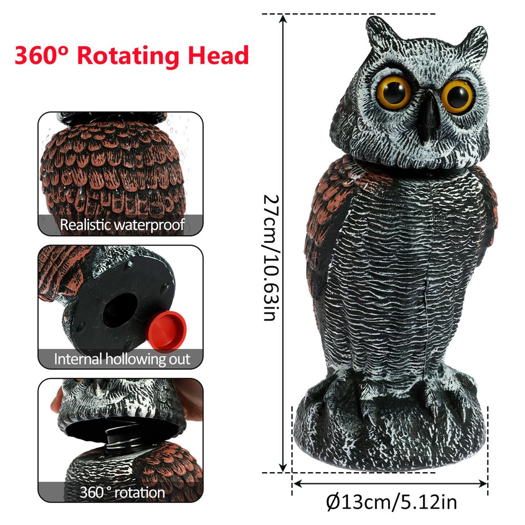 Bufniță Solară Realistă de Atracție Plastic Sculptură Bufniță Sperietoare cu Ochi Roșii Intermitenți și Sunet Pentru Grădină Curte Alungare Păsări