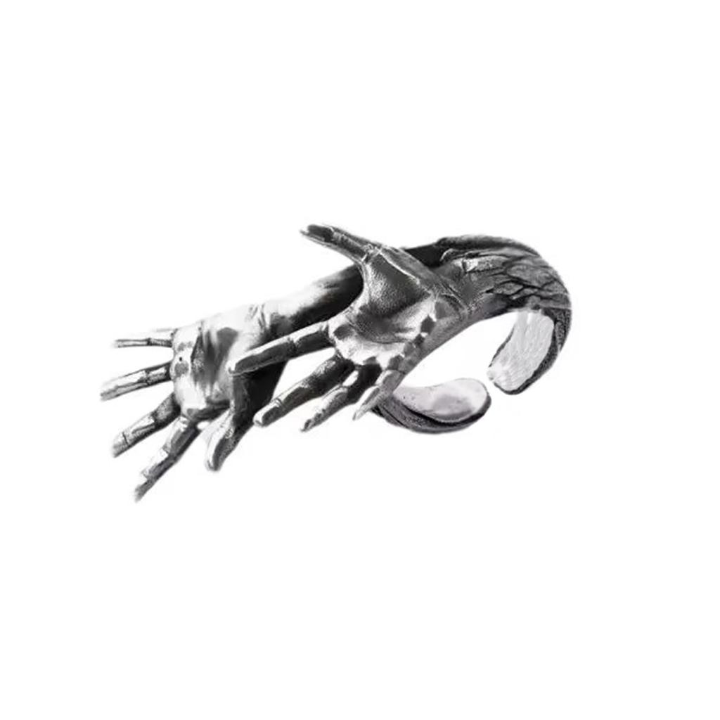 Edgy Skull Hands Ring Punk Style Jewelry For Men And Women Practical Alloy Material Trendy Gothic Accessory