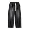 Men's Cotton Vintage cat whiskers Washing Denim Jeans Drawstring Baggy Wide leg Pants Streetwear Sweatpants Track Pants Trousers
