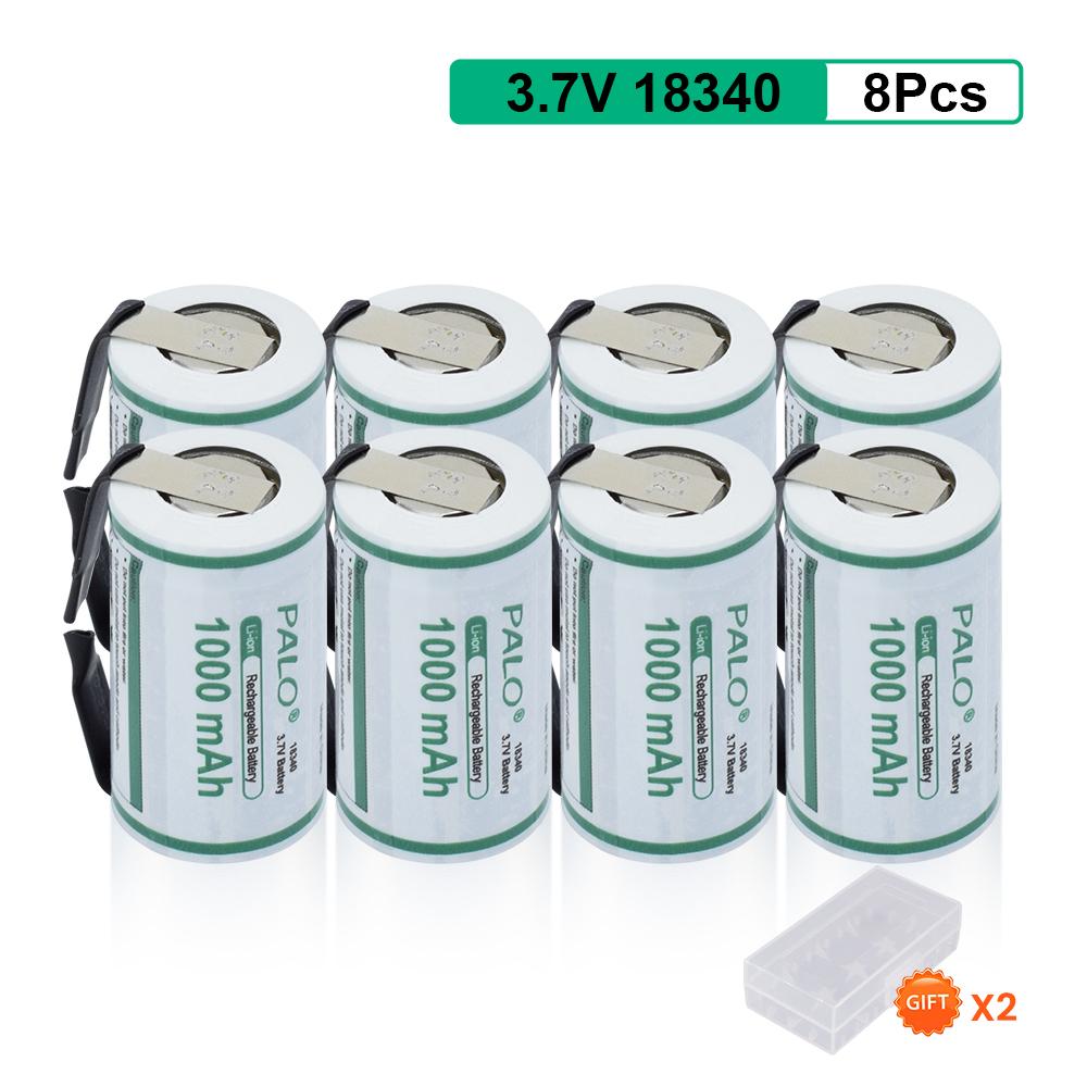 PALO 1000mAh Li-ion 18340 Rechargeable Batteries 3.7V Lithium Battery for Electronic  Gps Navigator Medical Instruments