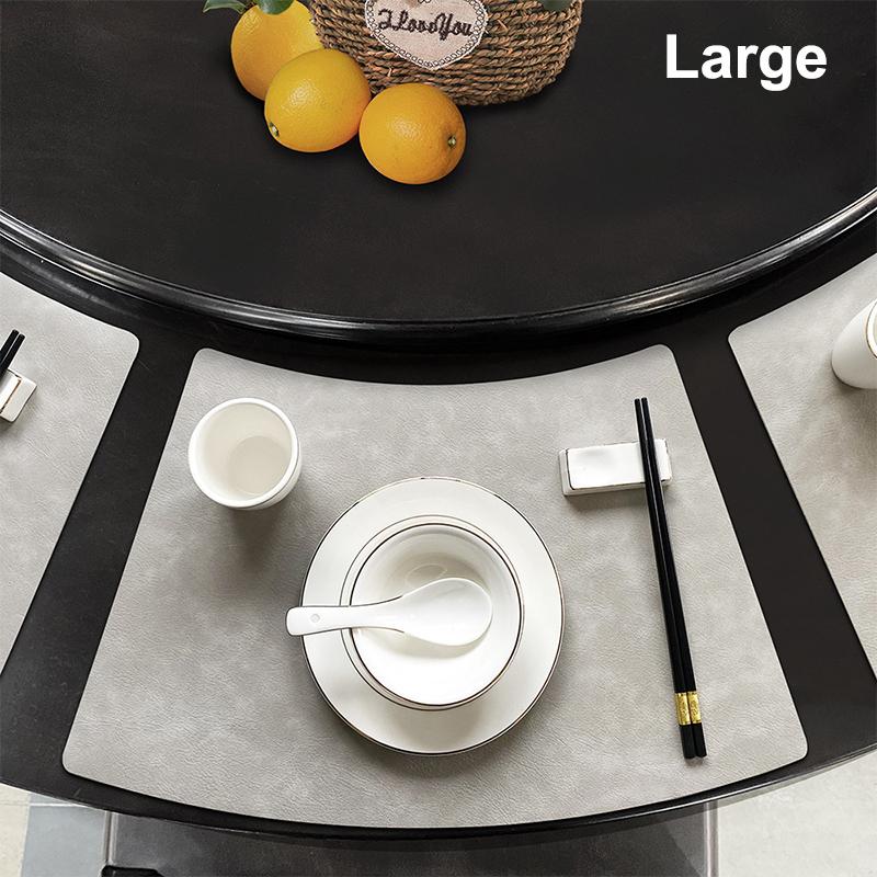 

1Pcs S/L Double Sided Anti Slip Pu Insulation Pad Table Mat Nordic Style Imitation Cowhide Pattern Fan Shape Leather Placemat 51*36*30cm светло-серый