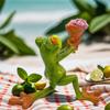 Kawaii Frog Couple Figurines Proposal Flower Delivery Resin Crafts Ornament Frog Marriage Proposal Figurine Valentine's Day Gift