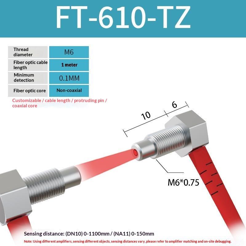 Fiber Optic Sensor Probe Diffuse Reflection M3-M6 1M Cable Wide Detection Range Photoelectric Switch for Long Distance Sensing