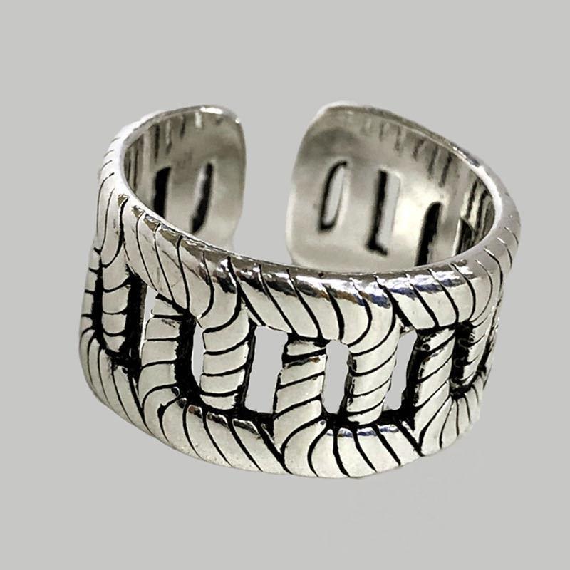 Korean Style Twist Braided Ring New Fashion Old Wide Chain Open Ring Jewelry