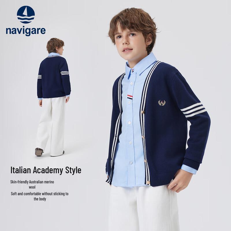 Navigare Boys' V-Neck Color Block Cardigan Sweater