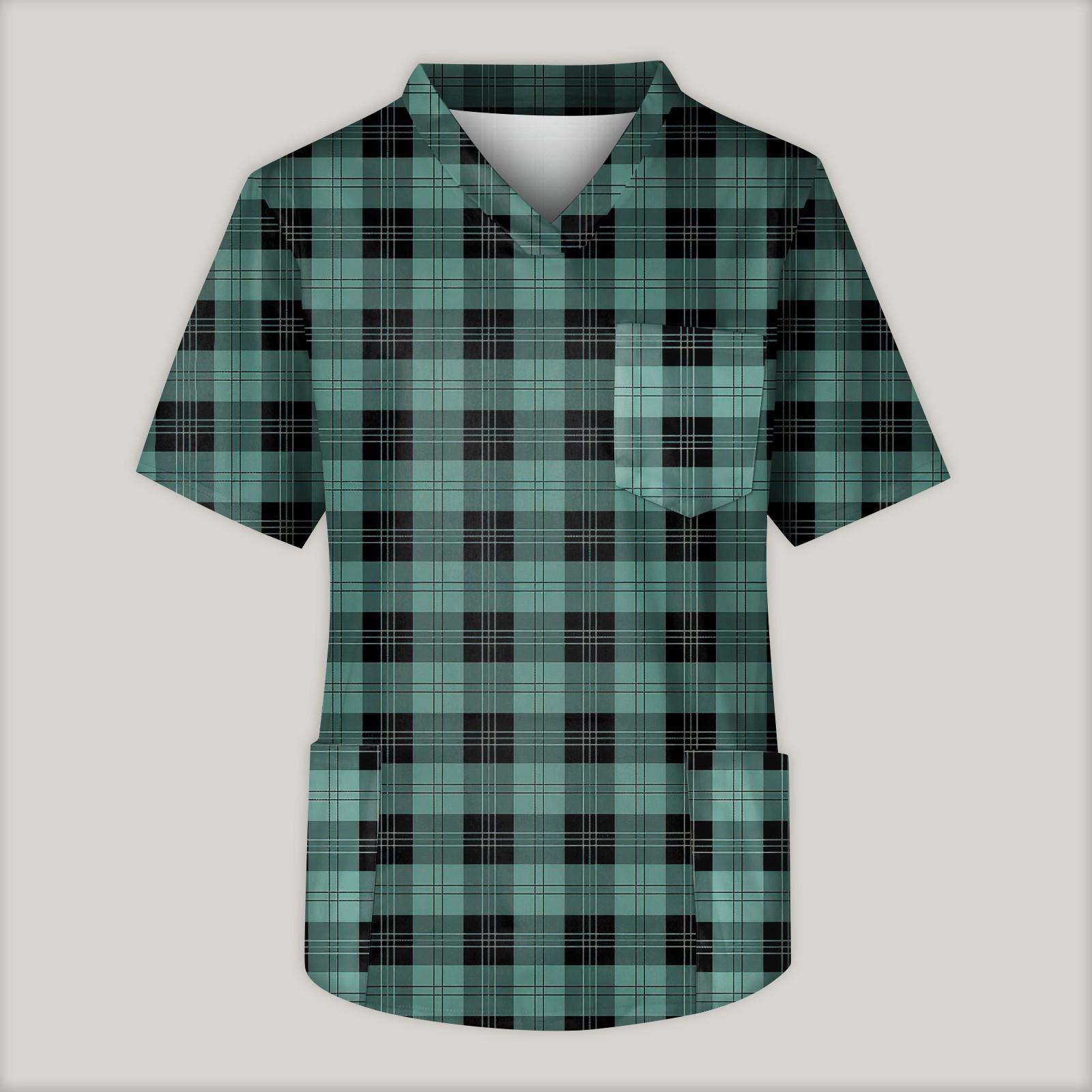 

Мужская рабочая блузка с короткими рукавами и v-образным вырезом с принтом, топ с нагрудным карманом S