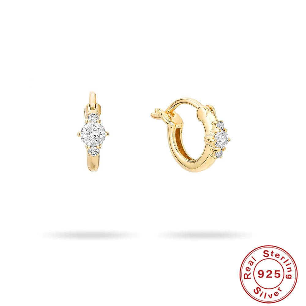 S925 Sterling Silver Multi-Zircon Premium Ear Buckle Earrings Earrings 18K Gold Plated Earrings