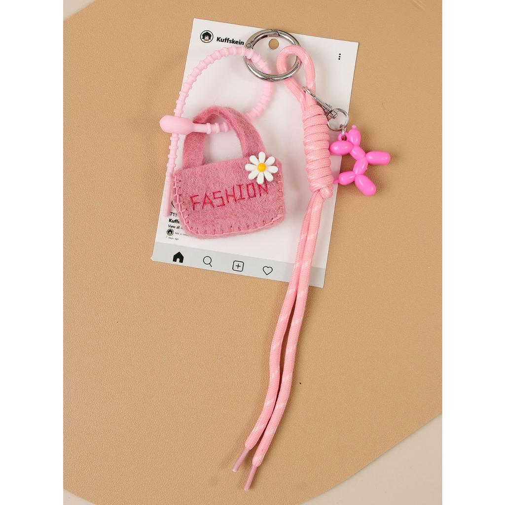 Ins wind wool felt mini bag cute balloon dog braided rope bag pendant versatile keychain car hanging