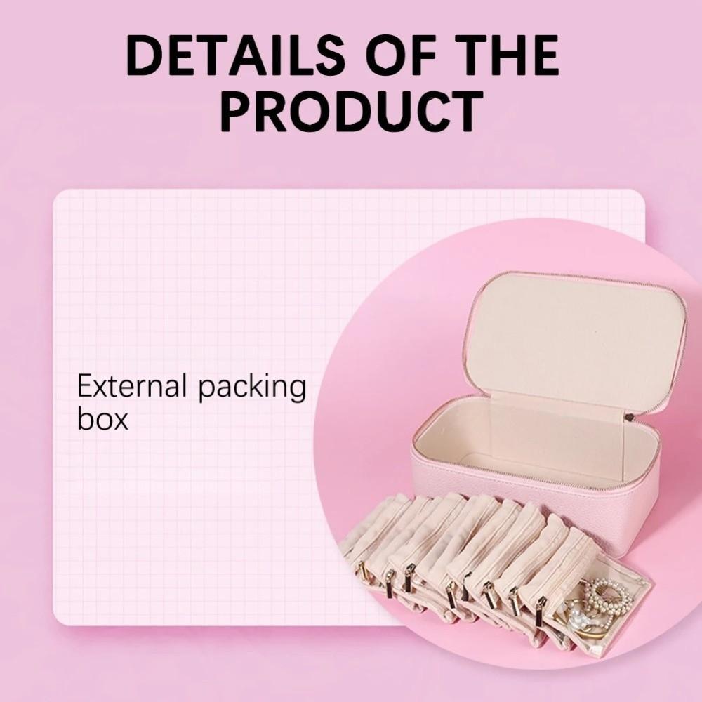 Dustproof Jewelry Display Box with 12 Small Pouches Jewelry Storage Case PU Jewelry Box  Home