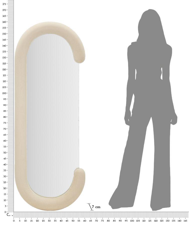 Wall Mirror Chantal  Cream Velvet Cm 60X7X160