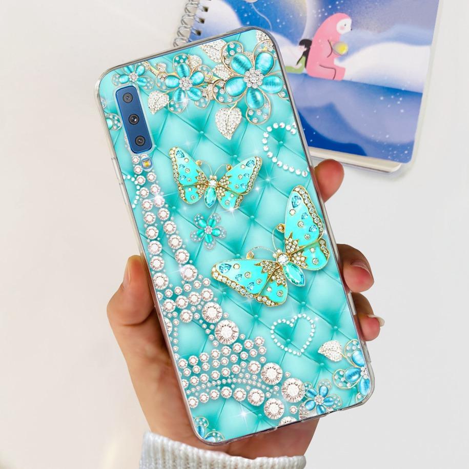 For Cover Samsung Galaxy A7 2018 Case New Fashion Flower Bumper Soft Silicone Phone Case For Samsung A7 2018 A750 SM-A750F Coque