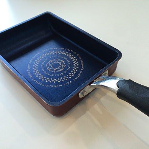 Pearl Metal Tamagoyaki Frying Pan, 13x18cm, IH Compatible, Rise Blue Diamond Coat, HB-323, Black