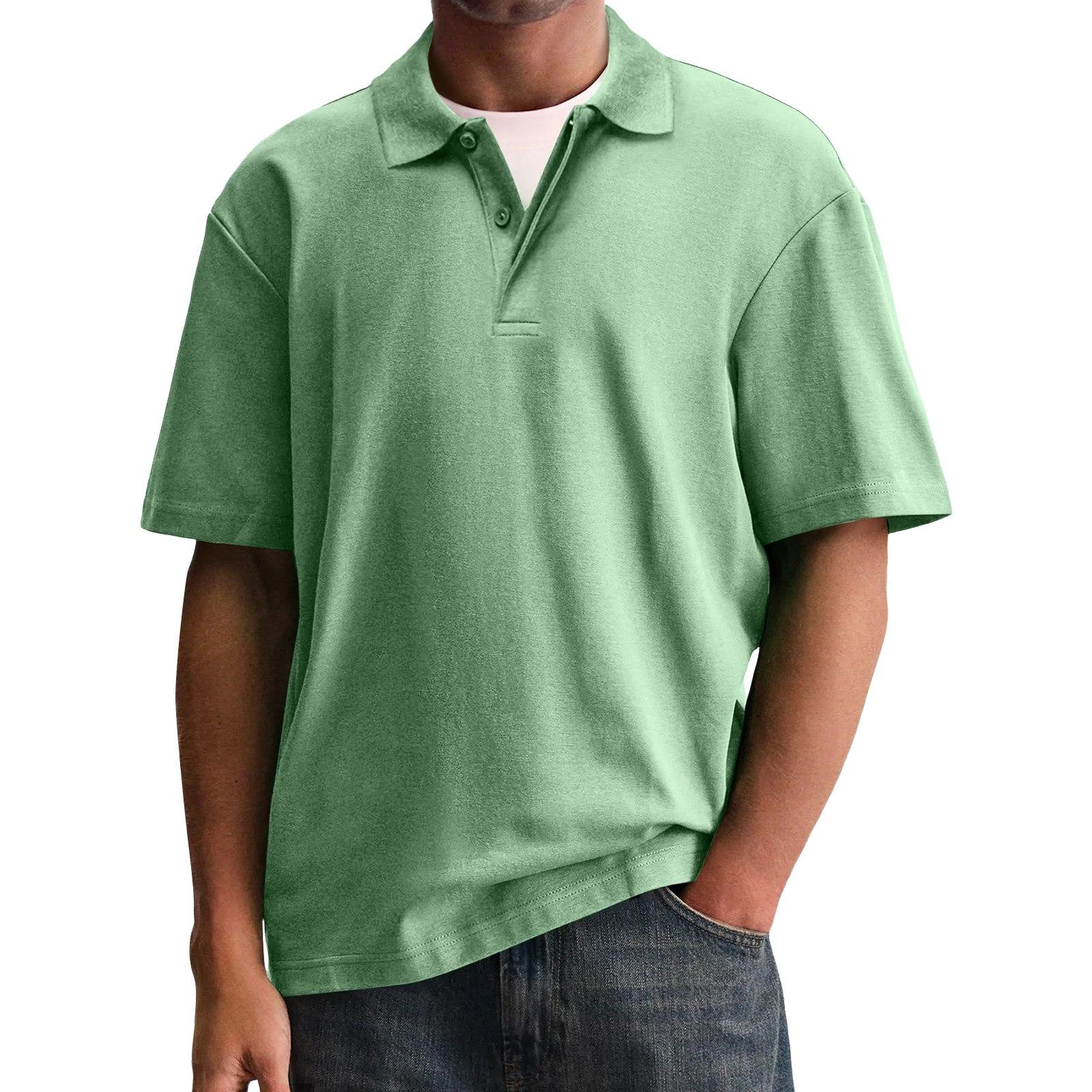 Мужские однотонные топы с коротким рукавом Мужские повседневные модные топы с коротким рукавом XXXL зелёный