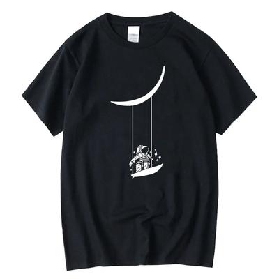 Herren T-Shirt Baumwolle Kurzarm Lustiger Astronauten-Druck Herren T-Shirt Lässig Sommer Locker T-Shirts Herren O-Ausschnitt Herren T-Shirt