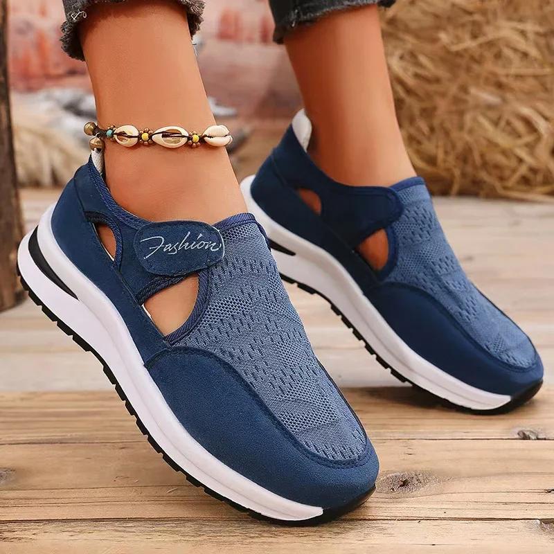 Fashion Women Casual Shoes New Breathable Platform Sneaker Woman 2025 Spring Hollow Out Thick Sole Running Shoes Woman Non Slip Sneakers