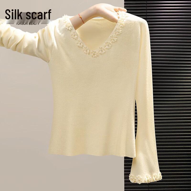 Women s V-Neck Long Sleeve Knit Top M