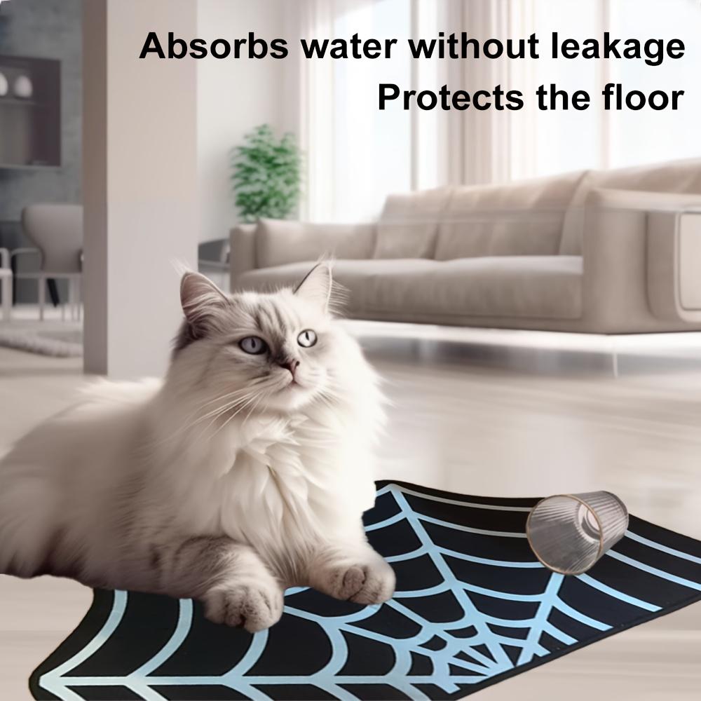 Spider Web Pet Feeding Mat-Non-Slip Spillproof Protector,Easy Clean Large Dog & Cat Dining Mat,Spooky Home Decor for Cats & Dogs