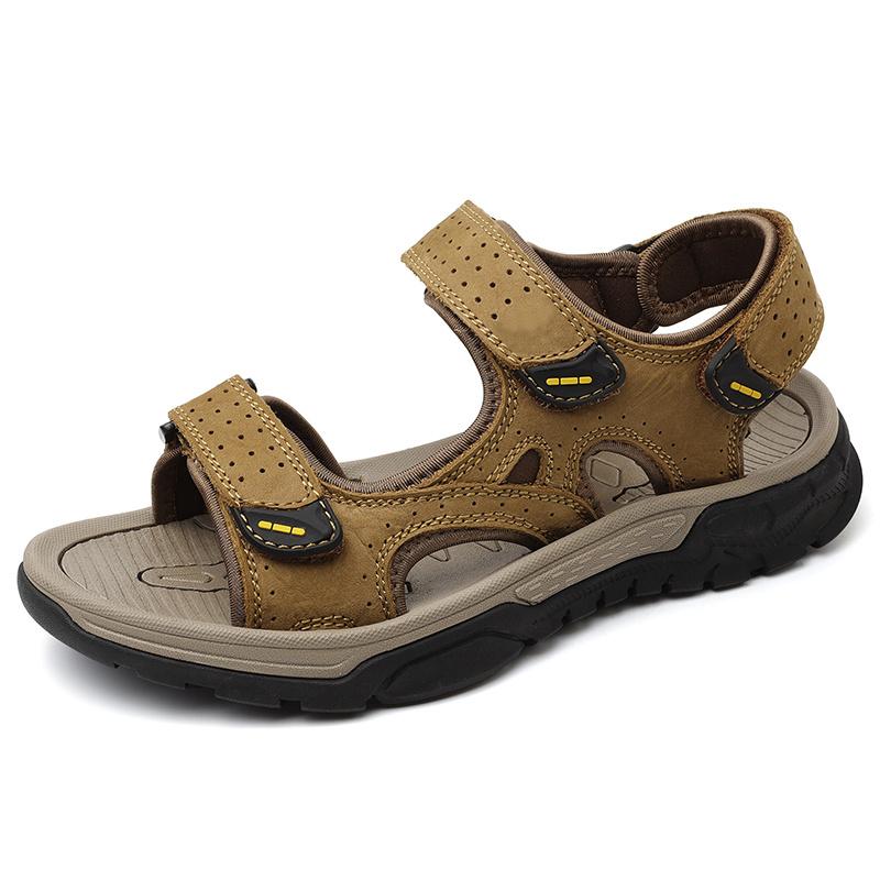 Fashion Men's Fashion Open-Toe Casual Flats Men's Summer Handmade Sandals Adjustable Non-Slip Walking Shoes Comfortable Beach Sandals