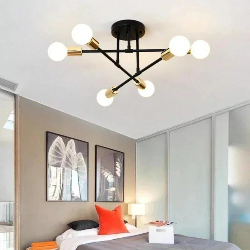 Simple Iron Pendant Light, Minimalist Modern Ceiling Light  Indoor LED Living Room Dining Room Lighting Gold/black Bedroom Light