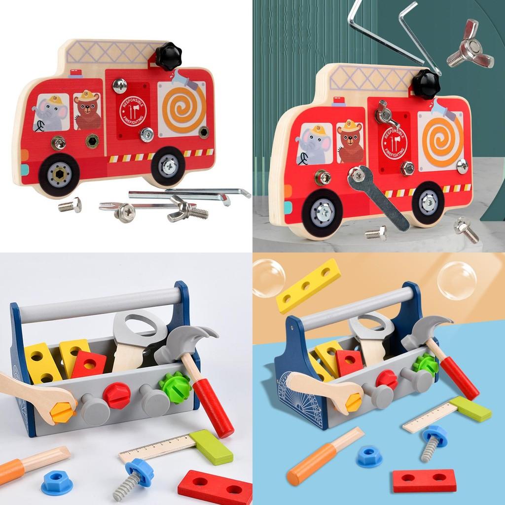 Wooden Fire Truck Construction Toy For Early Education And Puzzle Play