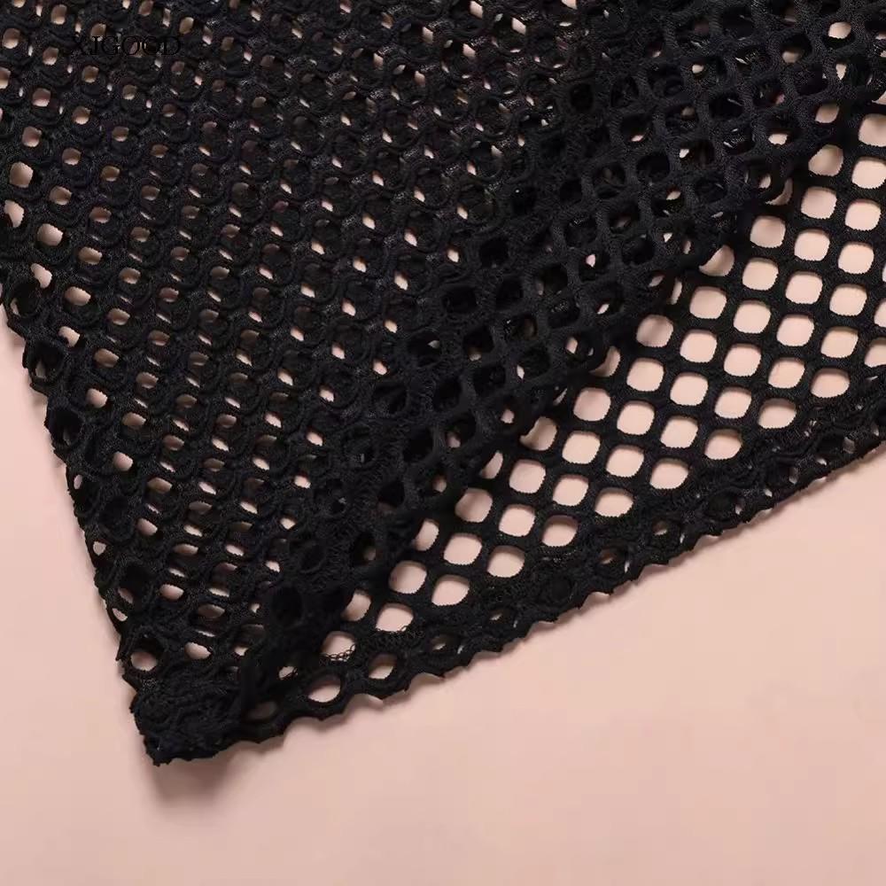2025 Unisex Summer Mesh Round Neck Long Sleeve Breathable Fishnet Cover-Up Top