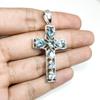 Pendentif Croix Topaze Bleue: Bijoux Religieux en Argent Sterling