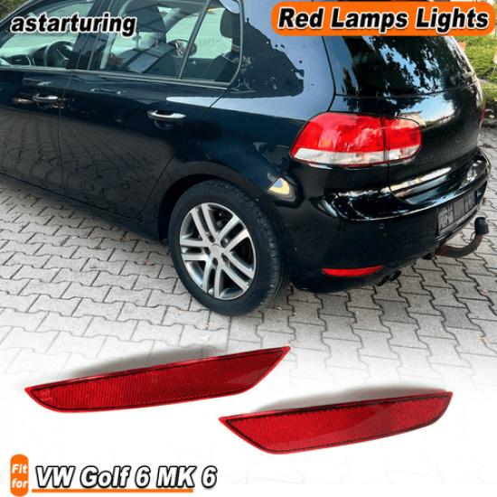 ABS Пара Красных Светоотражателей Заднего Бампера для VW Golf 6 MK 6 2009-2013 КРАСНЫЙ