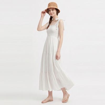 Shop   Women S Summer Vacation adjuStable Strap Smocked Long dreSS Ivory Naru Wd