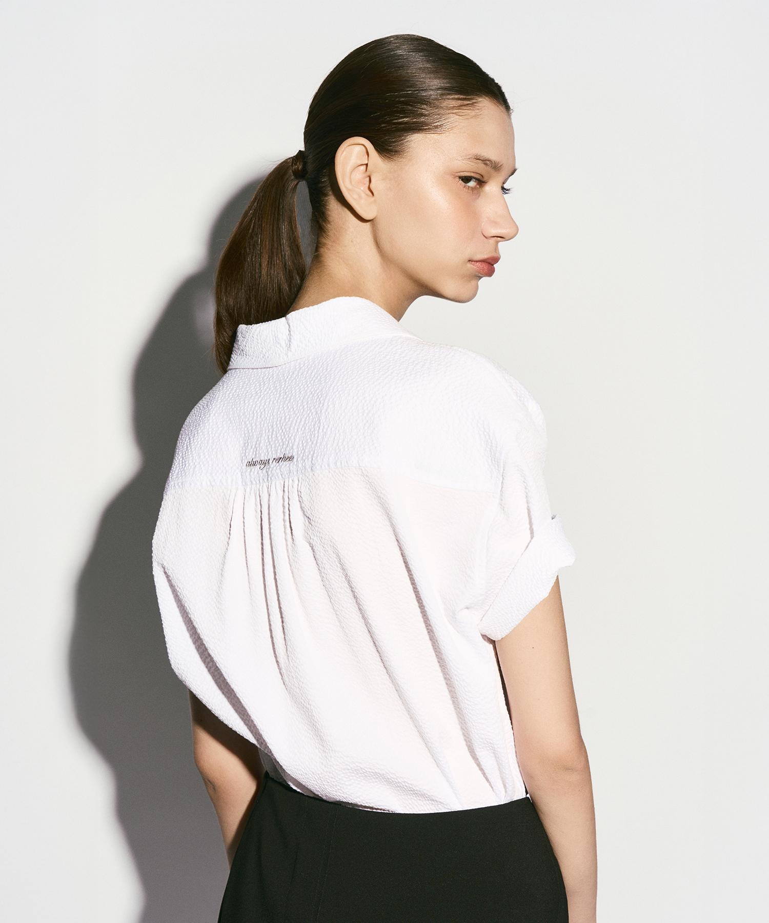 Rie Seersucker Half Sleeve Shirts White White/S_M