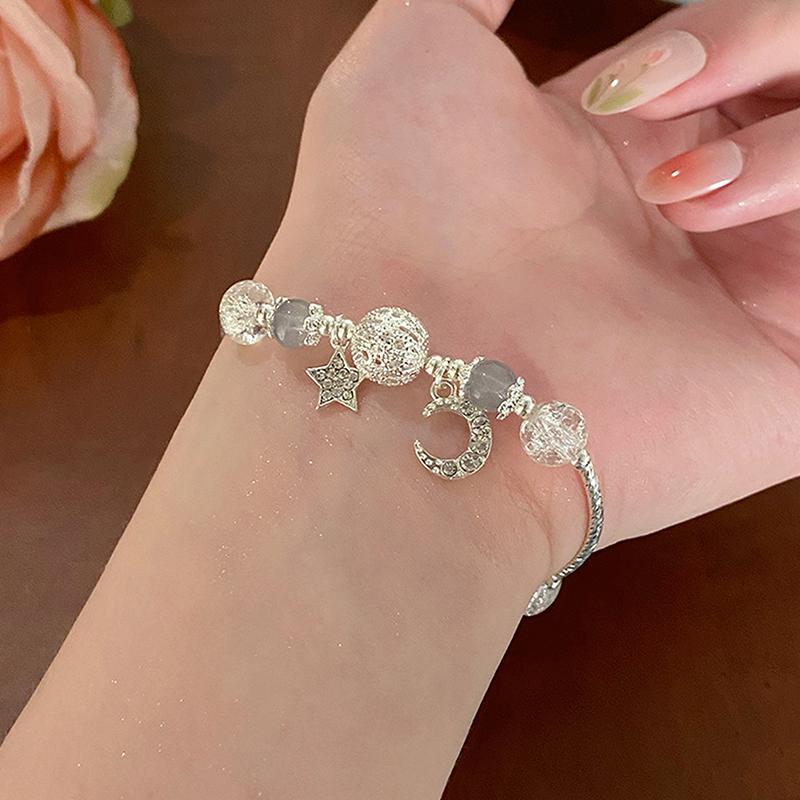 Y2K Beaded Bracelet Moon Star Rhinestone Beaded Bracelet Elegant Fashion Zircon Bracelet Jewelry Gift